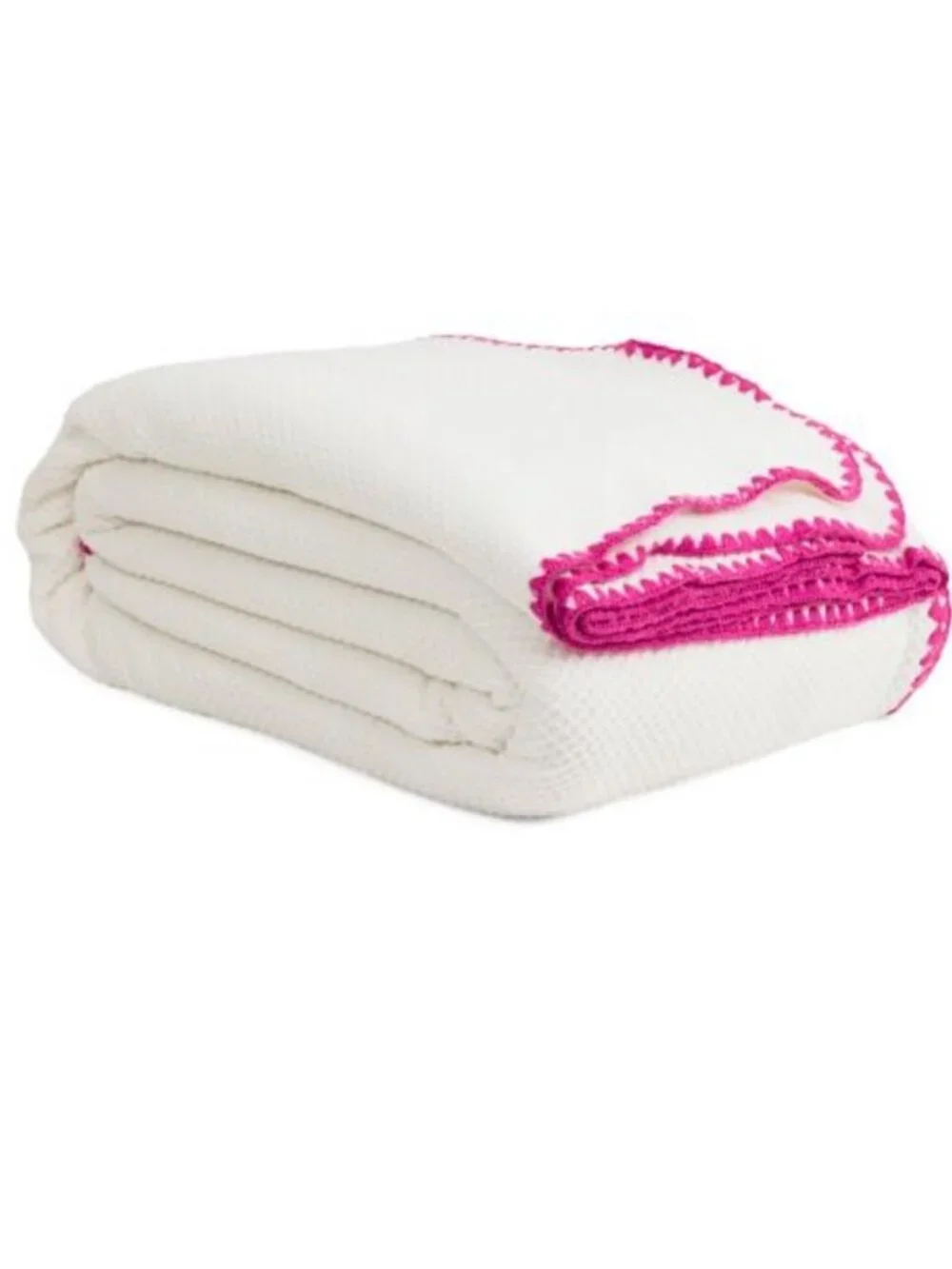 Brooks Brothers White Waffle with Hot Pink Trim